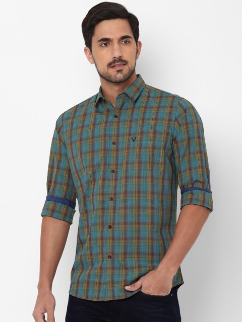 

Allen Solly Men Green & Yellow Slim Fit Checked Casual Shirt