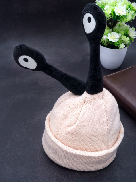 

Golden Peacock Kids Peach-Colored & Black Solid Beanie Cap