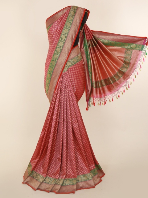 

Pothys Pink Art Silk Printed Banarasi Saree