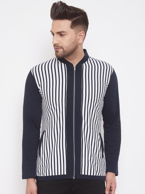 

Hypernation Men White Striped V-Neck T-shirt