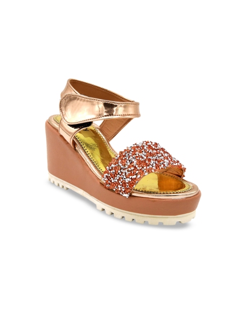 

Jazzy Juniors Girls Rose Gold Embellished Wedges