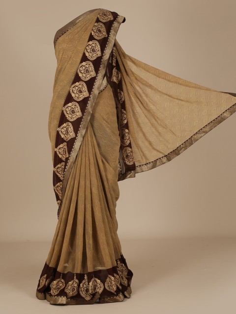 

Pothys Brown Printed Poly Chiffon Saree