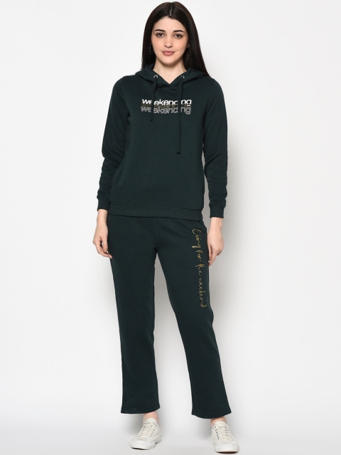 METTLE Women Green Printed Tracksuit