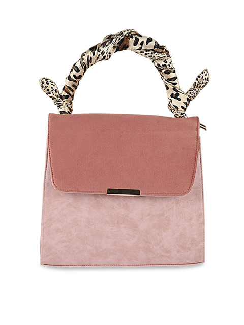 

Shoetopia Pink & Brown Colourblocked Handheld Bag