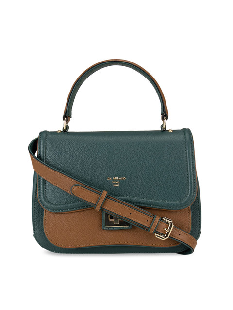 

Da Milano Green & Brown Colourblocked Handheld Bag