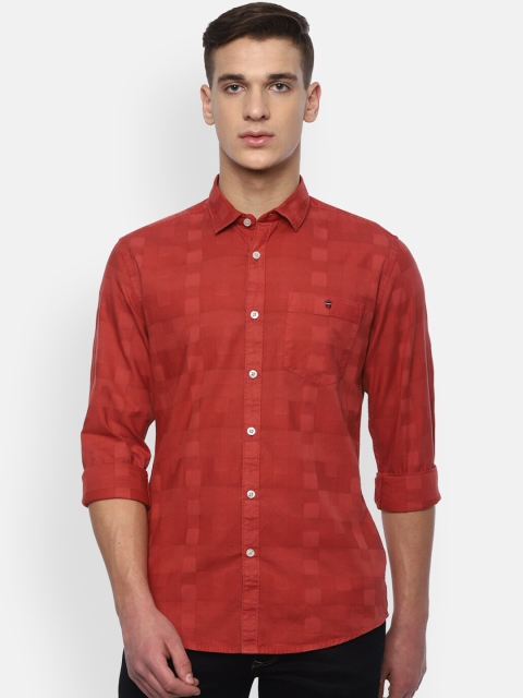 

Louis Philippe Jeans Men Red Slim Fit Checked Cotton Casual Shirt