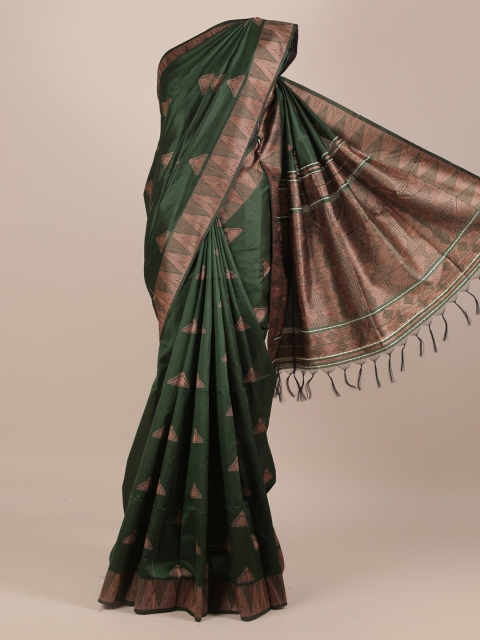 

Pothys Green Checked Jute Silk Saree