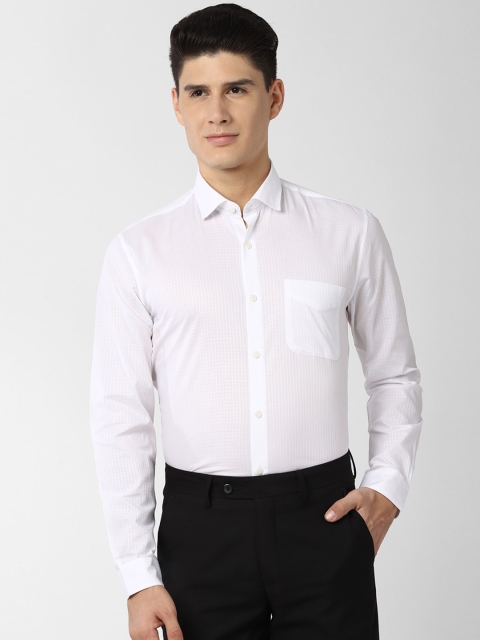 

Peter England Men White Regular Fit Checked Cotton Formal Shirt