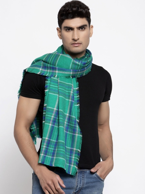 

Calvadoss Men Green & Blue Checked Long-Fit Muffler