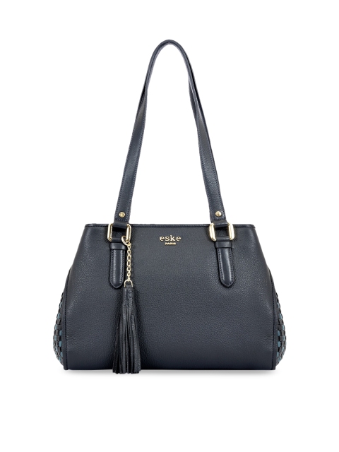 Eske Navy Blue Solid Shoulder Leather Bag