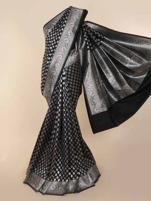 

Pothys Black Art Silk Checked Banarasi Saree