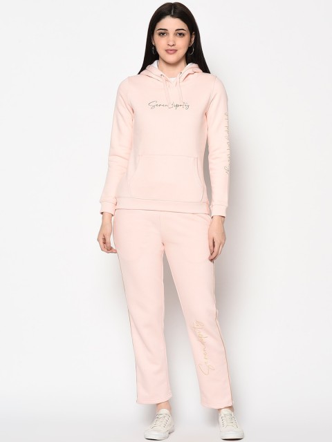 

METTLE Women Pink Solid Tracksuit