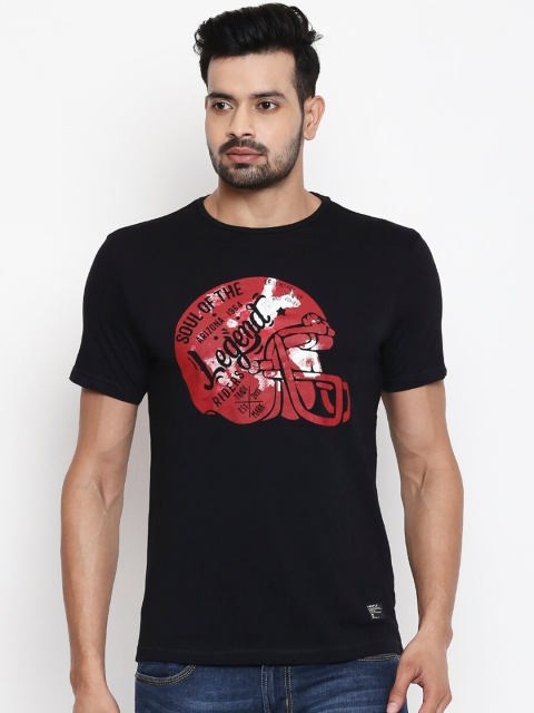 

People Men Black Printed Round Neck T-shirt