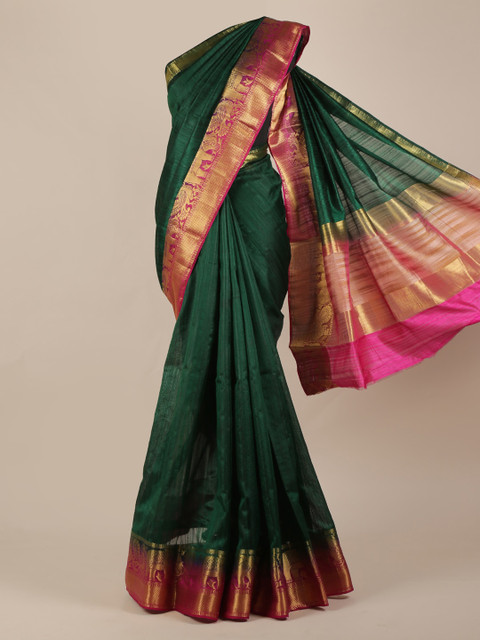 

Pothys Green & Pink Jute Silk Woven Design Saree