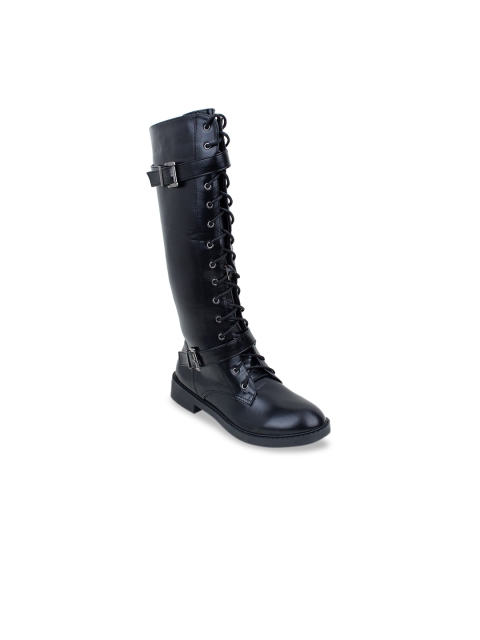 

MSC Women Black Woven Design Heeled Boots