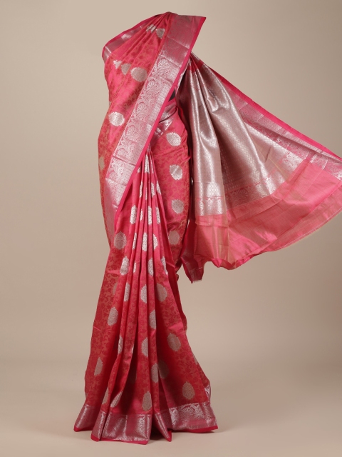 

Pothys Red & Silver-Toned Jute Silk Woven Design Saree