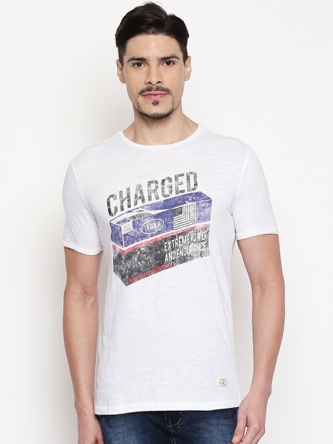 

People Men White Printed Round Neck T-shirt