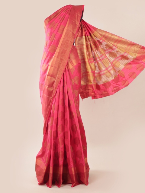 

Pothys Pink Checked Jute Silk Saree