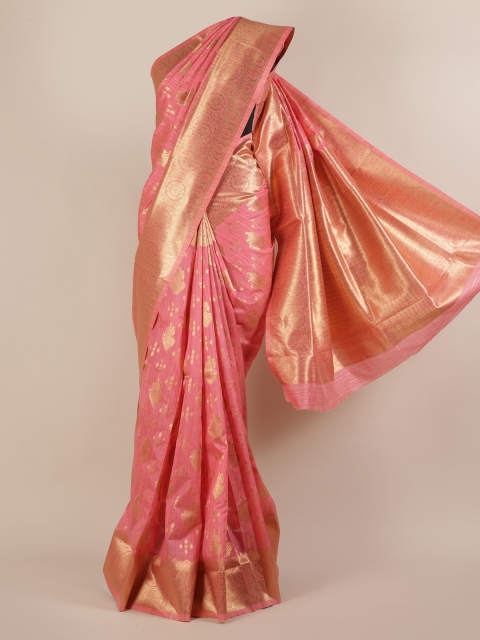 

Pothys Pink Woven Design Jute Silk Saree