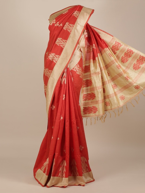 

Pothys Red Woven Design Jute Silk Saree