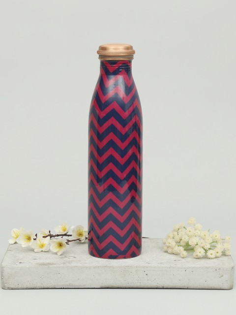 

India Circus by Krsnaa Mehta Red & Blue Chevron Melavo Printed Copper Bottle