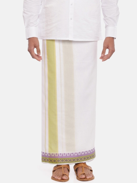

UATHAYAM Men White Solid Readymade Dhoti