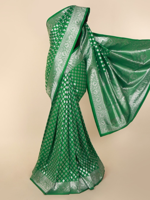 

Pothys Green & Silver-Toned Art Silk Woven Design Banarasi Saree