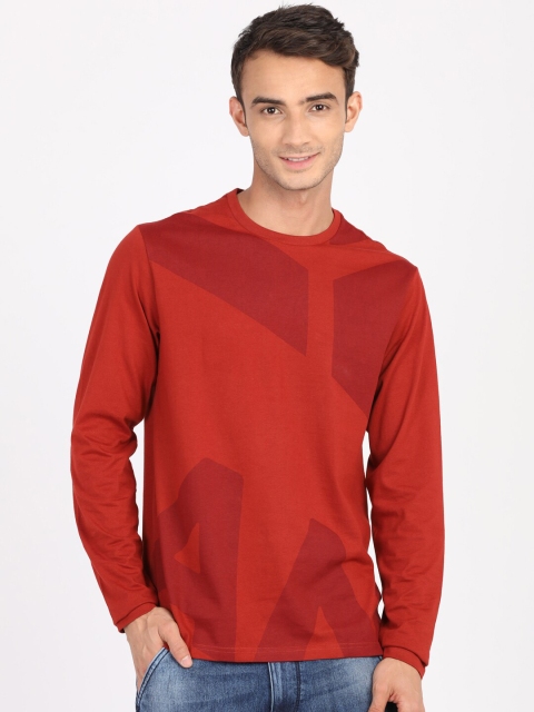 

ANTHEM Men Red Printed Cotton Round Neck T-shirt