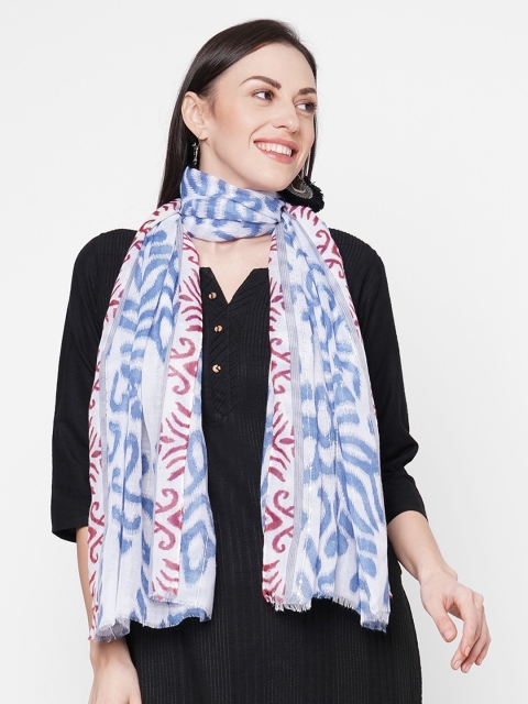 

Get Wrapped Women Blue & White Sequins Printed Scarf with Sequins