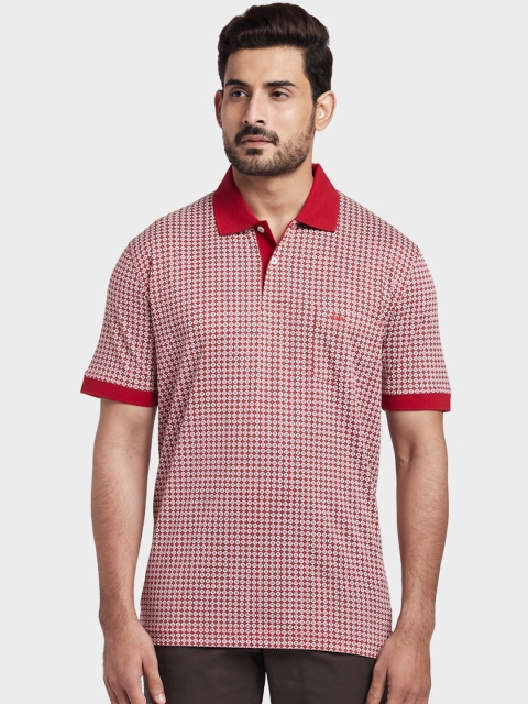 ColorPlus Men Red Printed Polo Collar T-shirt