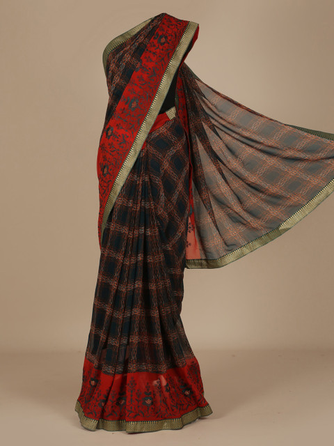 

Pothys Green Checked Saree