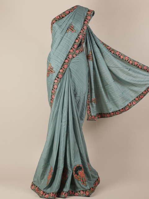 

Pothys Grey Embroidered Jute Silk Saree