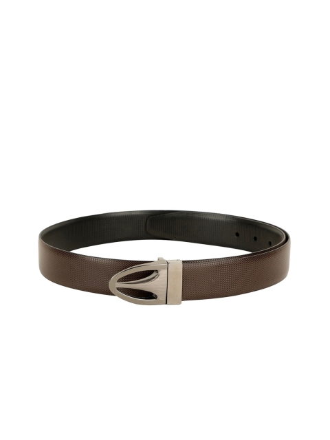 

ZEVORA Men Brown & Black Textured Reversible Belt