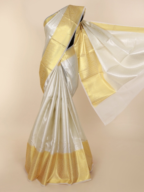 

Pothys Silver-Toned & Gold-Toned Tissue Solid Saree
