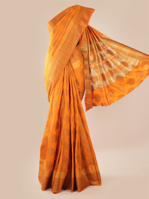 

Pothys Mustard Checked Jute Silk Saree