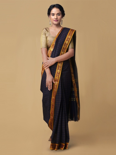 

Unnati Silks blue Women's Pure Pavni Handcrafted Cotton Saree