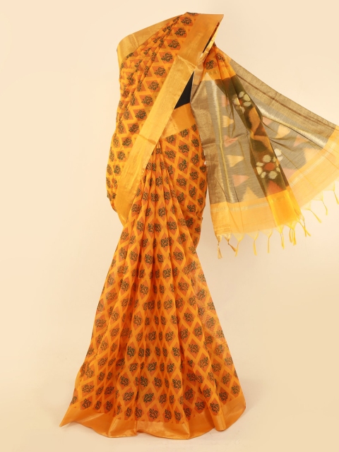 

Pothys Yellow & Brown Pure Cotton Woven Design Saree
