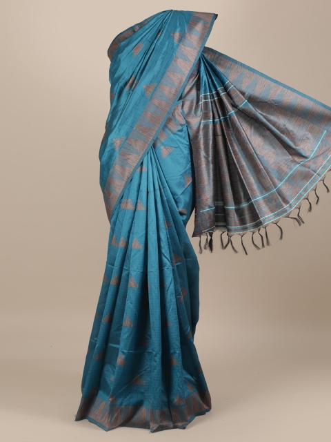 

Pothys Blue Woven Design Jute Silk Saree