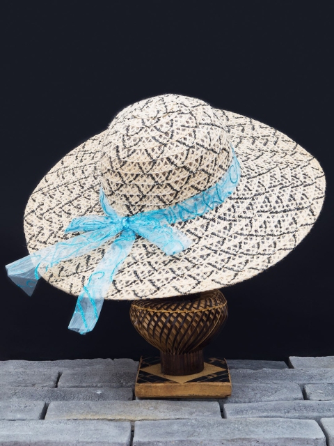 

Golden Peacock Women Beige Woven-Design Straw Sun Hat
