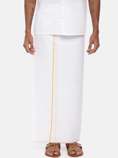 

UATHAYAM Men White Solid Readymade Dhoti