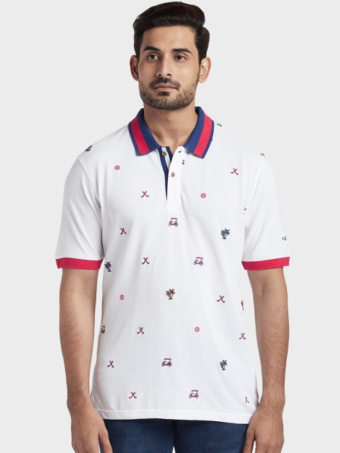 

ColorPlus Men White Printed Polo Collar T-shirt
