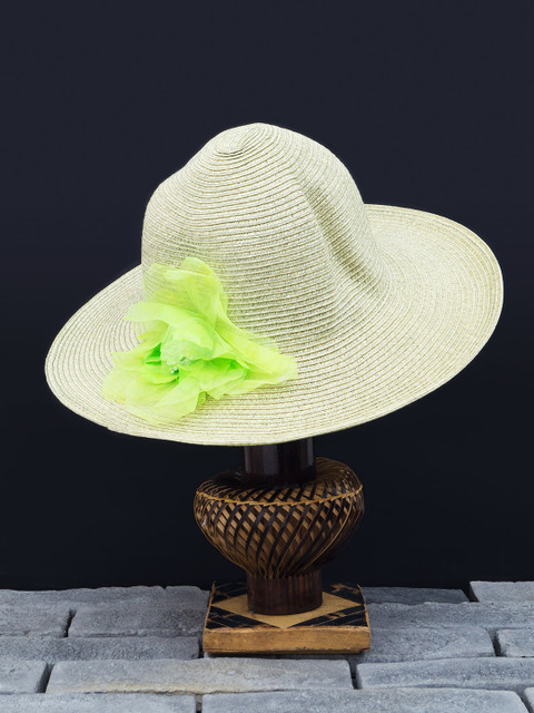 

Golden Peacock Women Green Woven-Design Straw Sun Hat