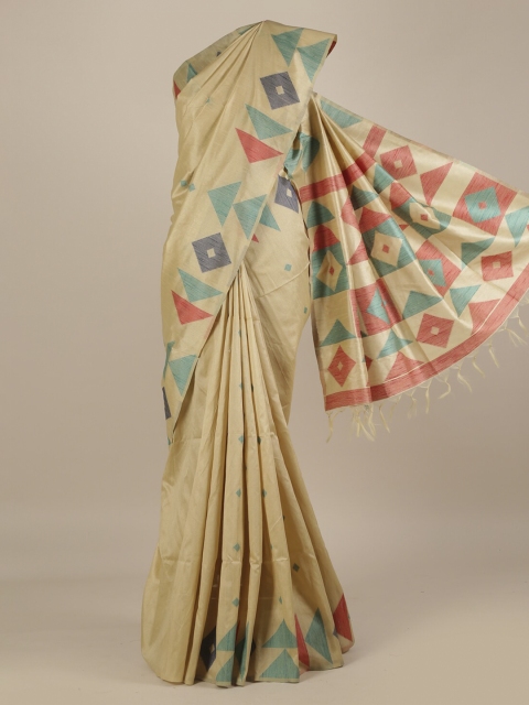 

Pothys Cream-Coloured Woven Design Jute Silk Saree