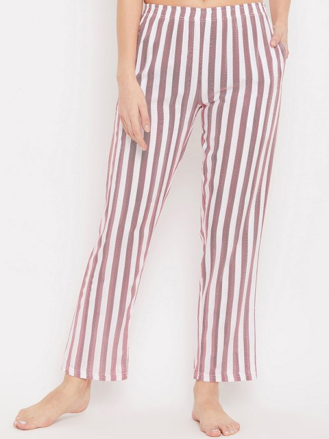 

Clovia Women White & Red Striped Lounge Pants