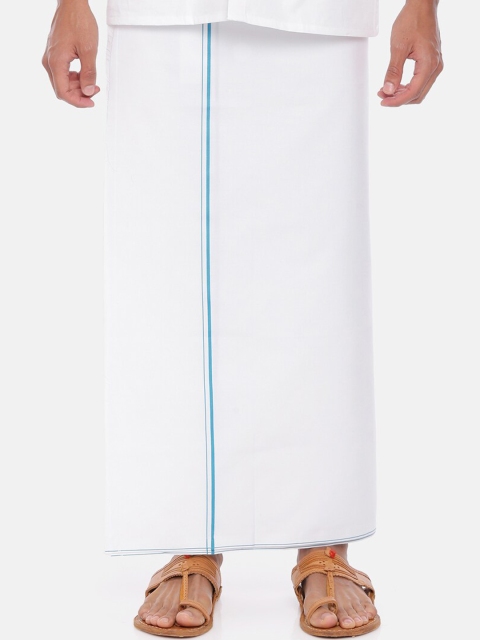 

UATHAYAM Men White Solid Readymade Dhoti