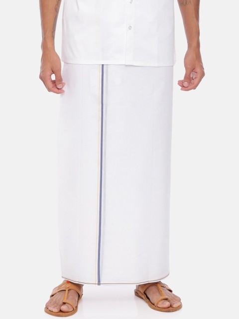 

UATHAYAM Men White Solid Readymade Dhoti