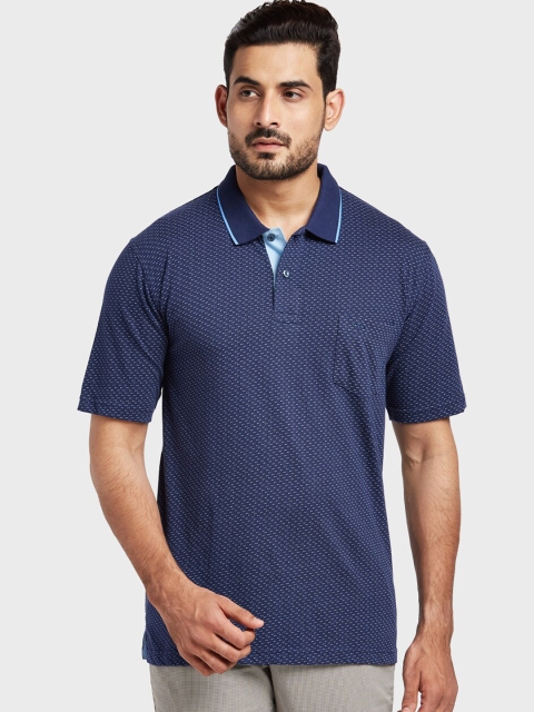 

ColorPlus Men Blue Printed Polo Collar T-shirt