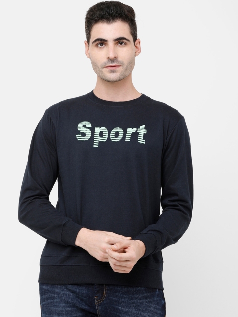 

MADSTO Men Navy Blue Printed Sweatshirt