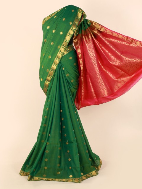 

Pothys Green & Pink Silk Cotton Woven Design Saree