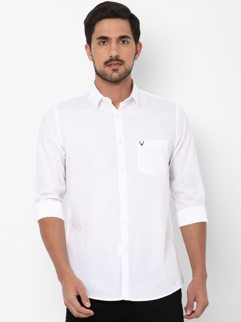 

Allen Solly Men White Slim Fit Solid Pure Cotton Casual Shirt